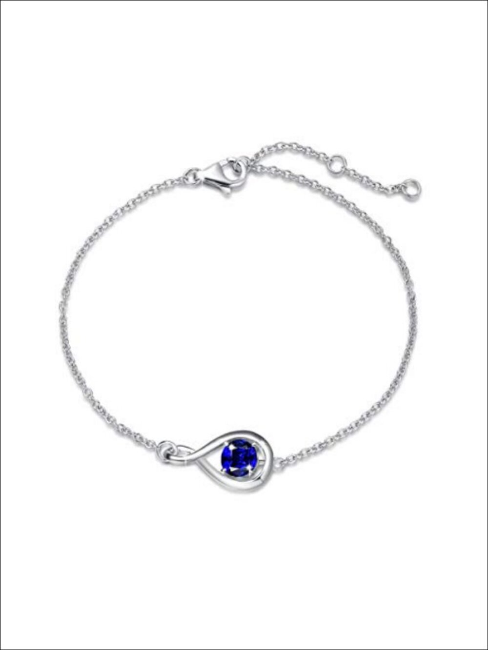 925 Sterling Silver Infinity Birthstone Bracelet with White Gold Plated